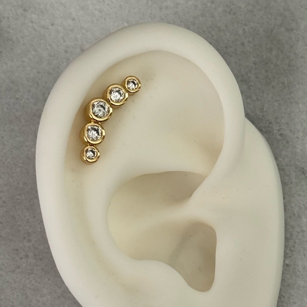 COPY - Gold Round Crystal Arch Cartilage Earring Brand New - Picture 2 of 4
